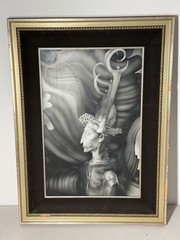 Surrealist Portrait by Endre Szasz Painting Monochrome Fantasy Figure