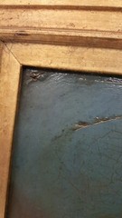 Antique renaissance girl painting framed 18×20 patina crazing on board