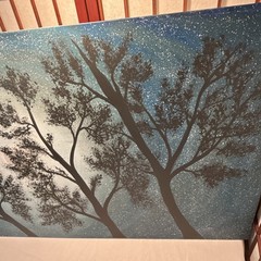 Moon Light Tree Blue Sky acrylic painting on canvas original artist Size 24×48