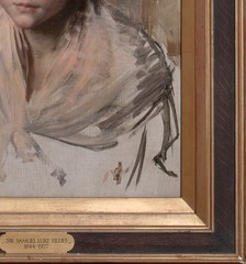 19th Century Portrait of a Young Girl Pink Shawl & Bow by SIR SAMUEL LUKE FILDES