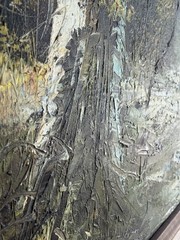 Vintage Signed Oil Painting Impasto Landscape 24×20 Framed MCM