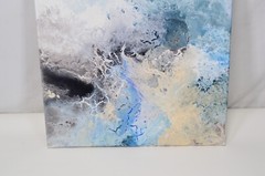 Blakely Bering Original Signed Abstract Oil Painting 20×16 White Blue Black