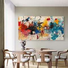 hand painted 1 piece abstract canvas art wall decor for living room red