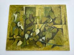 MID CENTURY ABSTRACT PAINTING LARGE CUBIST CUBISM MODERNISM EXPRESSIONISM HOPPER