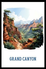 Grand Canyon Retro Travel Poster, Canvas Or Framed 1930s Vintage