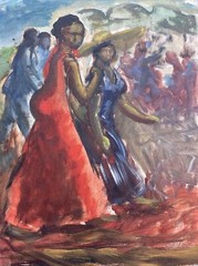 BLACK AMERICANA PAINTING FAMOUS JO CAIN PAINTING Antique Wpa REGIONALISM 1930’S