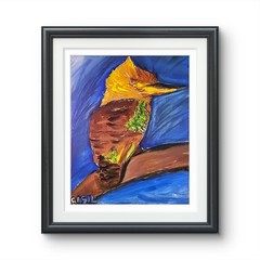 Cooky Kookaburra Colorful Modern Bird Art Acrylic Painting on Canvas 11×14