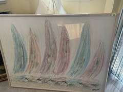 Large Original TExtured Sailboat painting Signed Edward’s