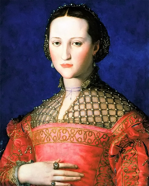 Oil painting agnolo bronzino – Noblelady portrait of eleanora di toledo & rings