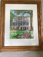 John A.Cuthbert Bay Street House Watercolor Print Low-Country South Carolina Art