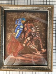 Original Painting Canvas Matador Bullfighting Glitter signed READ ISSUES SEE