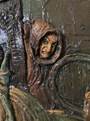Large Laszlo Kohanecz 1981 Framed Monk In A Cellar 3D Impasto Painting Signed