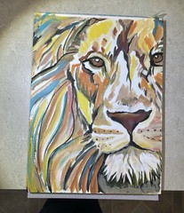 9”x12” Lion, Watercolor/Mixed Media/Heavy Paper, COA, Handmade/signed By Artist.