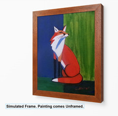 Original Fox Abstract Painting 8×10 Animal Wildlife Modern Wall Art