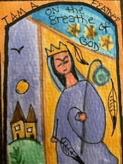 ACEO watercolor art by PJ, art card 2.5 x 3.5: I am a feather