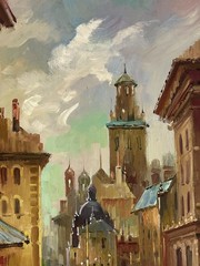 Oil Painting Venetian Reflection Y. Suprunchuk Evening Cityscape Art nAAA4243