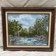 Original Oil On Canvas “Waterfall”by G.A. GERSTMEIER Framed Signed 25×21”