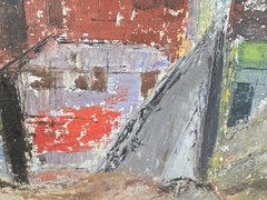 Vtg Original Oil Painting Mid Century Architectural City Impressionism