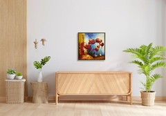 Hungryartist -Original Painting of Guitar &Flower on Canvas 25×25 Framed