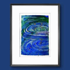 Colorful Water Ripples Abstract Impressionist Original Watercolor 5×7 Signed.