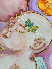 Watercolor Memorial Art Baby and Me Bereaved Mother Grief Artwork Blue Gold