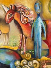 Roxana Donisanu -Original Oil Painting THE COLOUR OF MY DREAMS (2004) 19″ x 19″