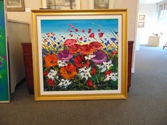 Beautiful framed floral painting, Oil on canvas by Maya Green