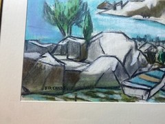 Frederick Childs (1908 – 1978) „Coastal Landscape“ Pastel Painting-Signed/Framed