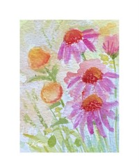 Aceo Painting By Kenna Art Card Flowers 2.5” X 3.5” Signed Original