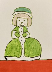 Original Person art card, ACEO dorisann1022 markers Girl Nativity Jesus Mary Sta