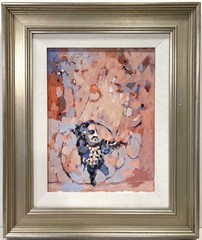 1958 LUIS ERIC EADES 20th c. Modernist PAINTING OF A CIRCUS PERFORMER MCM