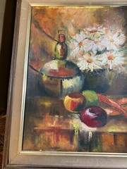 Carla Sue Rucker Nix „Vase Of Flowers Scene“ – Oil Painting – Signed And Framed