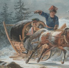 Alexander Osipovich Orlowski (1777-1832) „Traveling in a Kibitka-Sledge“, 1828