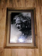1970s Framed Lithographic Sheet Metal Painting of Geronimo