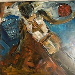 Original Painting – NBA Basketball Pro Dunk Wood Panel Folk outsider art