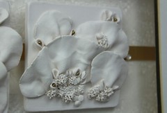 Sue Davis flower pottery tiles, shadowbox frame, Fort Wayne artist, post modern