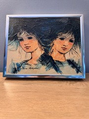 Kevin Mc Alpin Vintage Oil Painting „Twins“ Mid Century Style Full Color