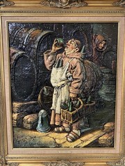 Large Laszlo Kohanecz 1981 Framed Monk In A Cellar 3D Impasto Painting Signed