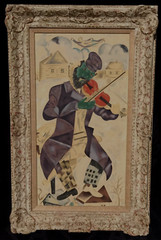 Marc Chagall Silkscreen Green Face Musician Violinist 32X20