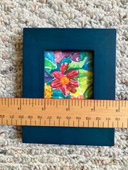 Pair (2) 2025 Original ACEO Watercolor Paintings, Modern Teal Frames; Florals