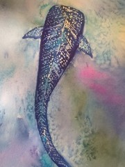 Hand Painted Whale Shark Original Watercolor Painting