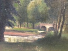 Old Oil Painting Signed Hudson River School Post-Impressionist Landscape