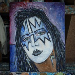 SPACEMAN ACE Frehley painting 8×10 card panel original KISS art signed Crowell