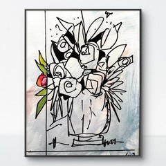 SAMATOWIC Roses 12×16 Abstract Expressionism Signed Original Fine Wall Art 354