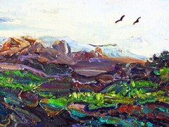 DOG IN THE WILD Arthur Robins Original Oil Surreal Abstract Fantasy Landscape