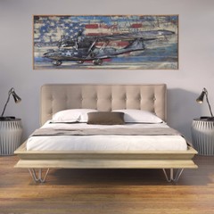 Hand Made Solid Wood and Metal 3D B-54 American Plane Painting Trophy Art Decor