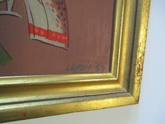 MID CENTURY BIRD PAINTING MODERNISM EXPRESSIONISM PIGEONS SIGNED LANDIS 1950’S