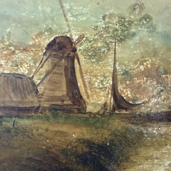 Rustic Landscape Oil Painting „Wooden Frame“ Classic Small Artwork