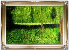 Framed Hand Painted Oil Painting, Van Gogh Trees and Undergrowth Repro, 24x36in