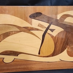 1950s Abstract Italian Italy Marquetry Panel Wood Inlay Vintage Antique